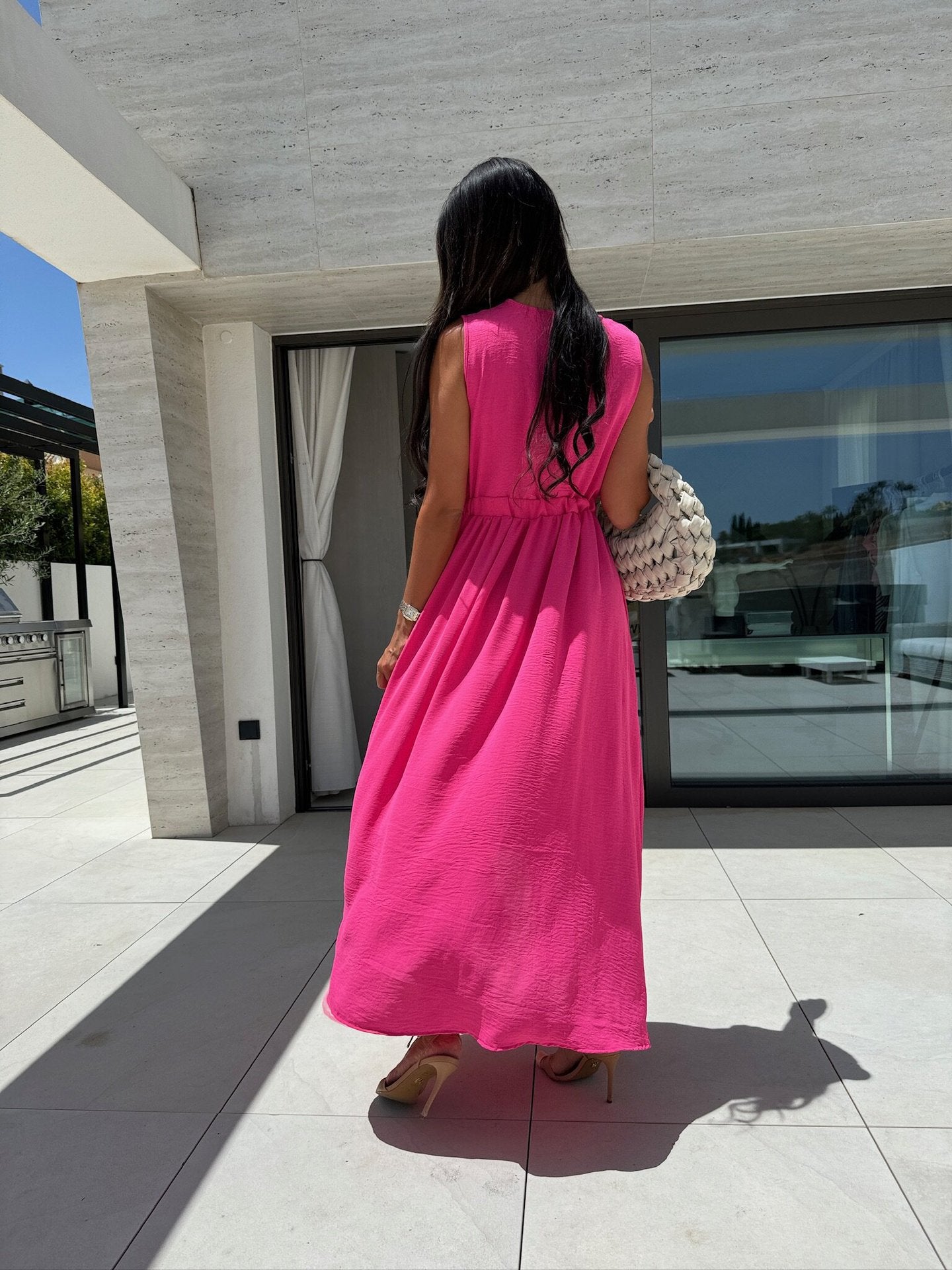 Women's Elegant V-Neck Maxi Dress – Bold Flow Design.